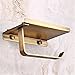 Leyden Antique Brass Toilet Paper Holder, Bathroom Tissue Roll Holder with Phone Shelf Stand Wall Mounted