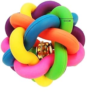 ROYALE DOG Rubber and Latex Squeaky Rainbow Woven Balls with Inner Bell Toys for Puppy and Kitten (Small)
