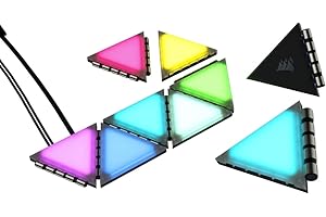 Corsair iCUE LC100 Case Accent Lighting Panels - Mini Triangle - 9X Tile Starter Kit (81 RGB LEDs with Light Diffusion, Simple Magnetic Attachment, iCUE Lighting Node PRO Included)