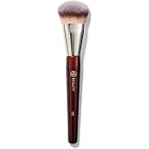 BK BEAUTY 101 Contoured Foundation Brush for Liquid &amp; Cream Makeup | Vegan, cruelty-free synthetic fiber bristles with wood handle and aluminum ferrule. Color: Burgundy.