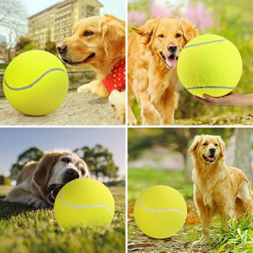Pomeat Big Tennis Ball for Dogs 9.5" Inflatable Giant Tennis Balls Pet Chew Toy - Thumbnail 6