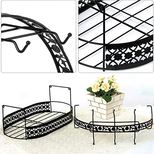 Mug Rack Tabletop Tea Cup Hook Basket Iron Coffee Cup Holder Storage European Style Tea Mug and Saucer Display Rack Kitchen Stand Organizer Drinkware Rack - Thumbnail 3