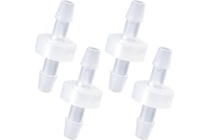 PAGOW 1/4 Inch Check Valve, 4 Packs 6mm One-Way Barb Hose for Fuel, Gas, Liquid, Air, Plastic Water Stops, Micro Diaphragm Check Valve for Air Intake Feed (6mm, White)