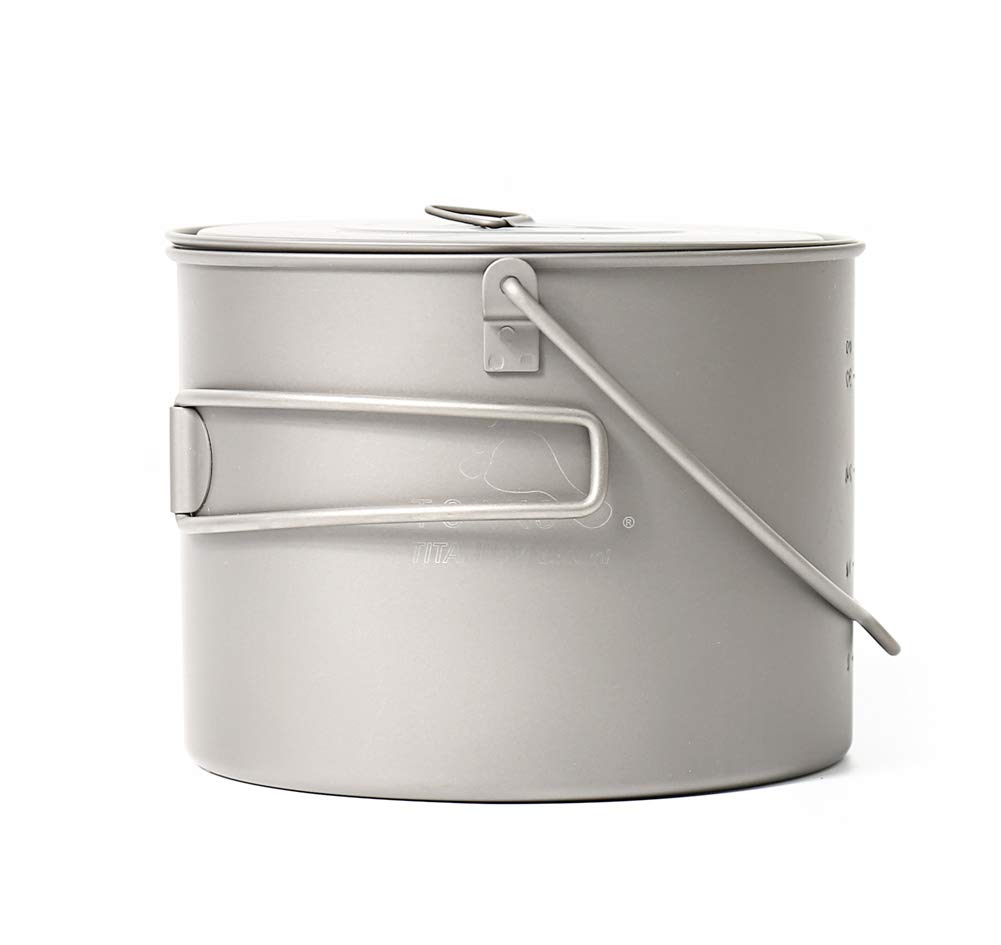 TOAKS Titanium Outdoor Camping Hanging Pot With Bail Handle Easy to Carry, a Variety of Capacities (1300ml)