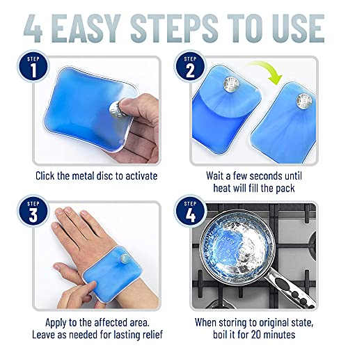 Reusable Heat Packs Set of 8 Gel Hand Warmer with Snap to Heat