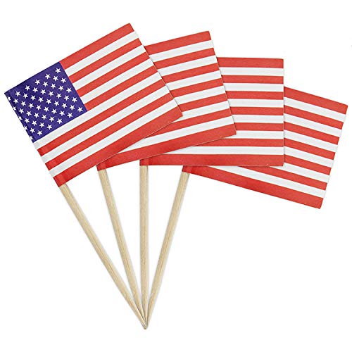 iMagitek 100 Pack Amercian Flag Toothpick Cupcake Toppers Cocktail Sticks - Thumbnail 2