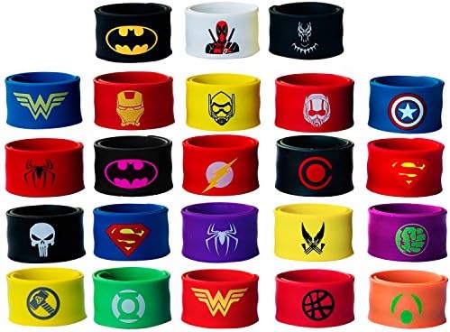 JT Party Superhero Slap Bracelets for Kids Boys and Girls Birthday Party Supplies Favors (23 Pack)