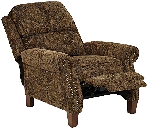 Beaumont Warm Brown Paisley Push-Thru Arm 3-Way Recliner