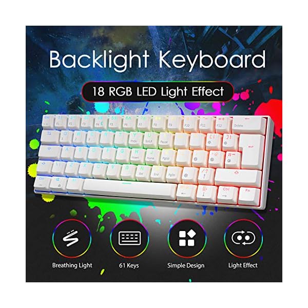 RK-ROYAL-KLUDGE-RK61-60-RGB-Mechanical-Gaming-Keyboard-Small-Compact-UK-Layout-61-Keys-WiredWireless-Bluetooth-Keyboard-for-Gamer-and-Office-Worker-Gateron-Brown-Switch-1450mAh-Battery-White RK ROYAL KLUDGE RK61 Wireless Mechanical Keyboard, Hot Swappable Keyboard Triple Mode 2.4Ghz/BT5.0/USB-C, 61 Keys RGB…