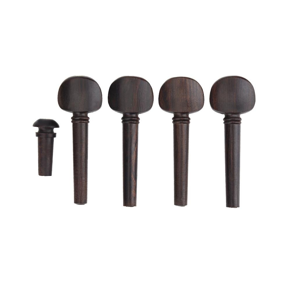 Tomotato 4 Pcs Violin Tuning Pegs Ebony Violin Pegs Violin Fiddle Tuning Peg Set Violin Strings Shaft Tuning Pegs with Endpin for 4/4 Violins