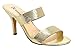 De Blossom Collection Nova Women's Vegan Leather Metallic Slip-On Heeled Sandal