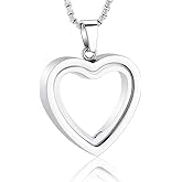 zeqingjw Glass Cremation Jewelry Necklace for Ashes Heart Memorial Lockets for Ashes Stainless Steel Keepsake Urn Ashes Pendants