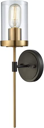 Candelabro de pared, 1 luz con bronce aceitado con acabado de latón