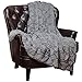 Chanasya Super Soft Fuzzy Fur Faux Fur Cozy Warm Fluffy Beautiful Geometric Pattern Plush Sherpa Grey Fur Microfiber Throw Blanket (50