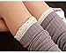 Roniky 5 Pack Women Cotton Crochet Boot Socks with Lace Trim Knit Knee High Stockings