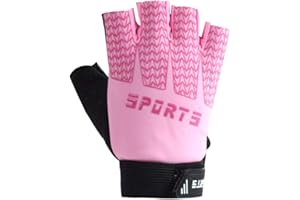 TINAYAUE Kids Cycling Fingerless Gloves - Boys & Girls Half Finger Riding Gloves for Outdoor Sports - Shockproof, Non-Slip Gel, UV Protection