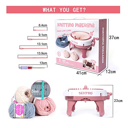 Knitting Machine with Row Counter, 48 Needles Smart Weaving Loom Round Knitting Machines, Knitting Board Rotating Double Knit Loom for Sock/Hat, Weaving Loom for Adults or Kids