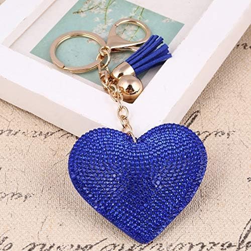 Seraphis Glitter Heart Keyring Blue Crystal Rhinestone Love Keychain Charm Pendant Purse Bag Jewellry for Women - Image 3