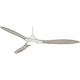 Minka Aire F868L-WHF Sleek 60" Ceiling Fan with LED Light and Remote Control, Flat White