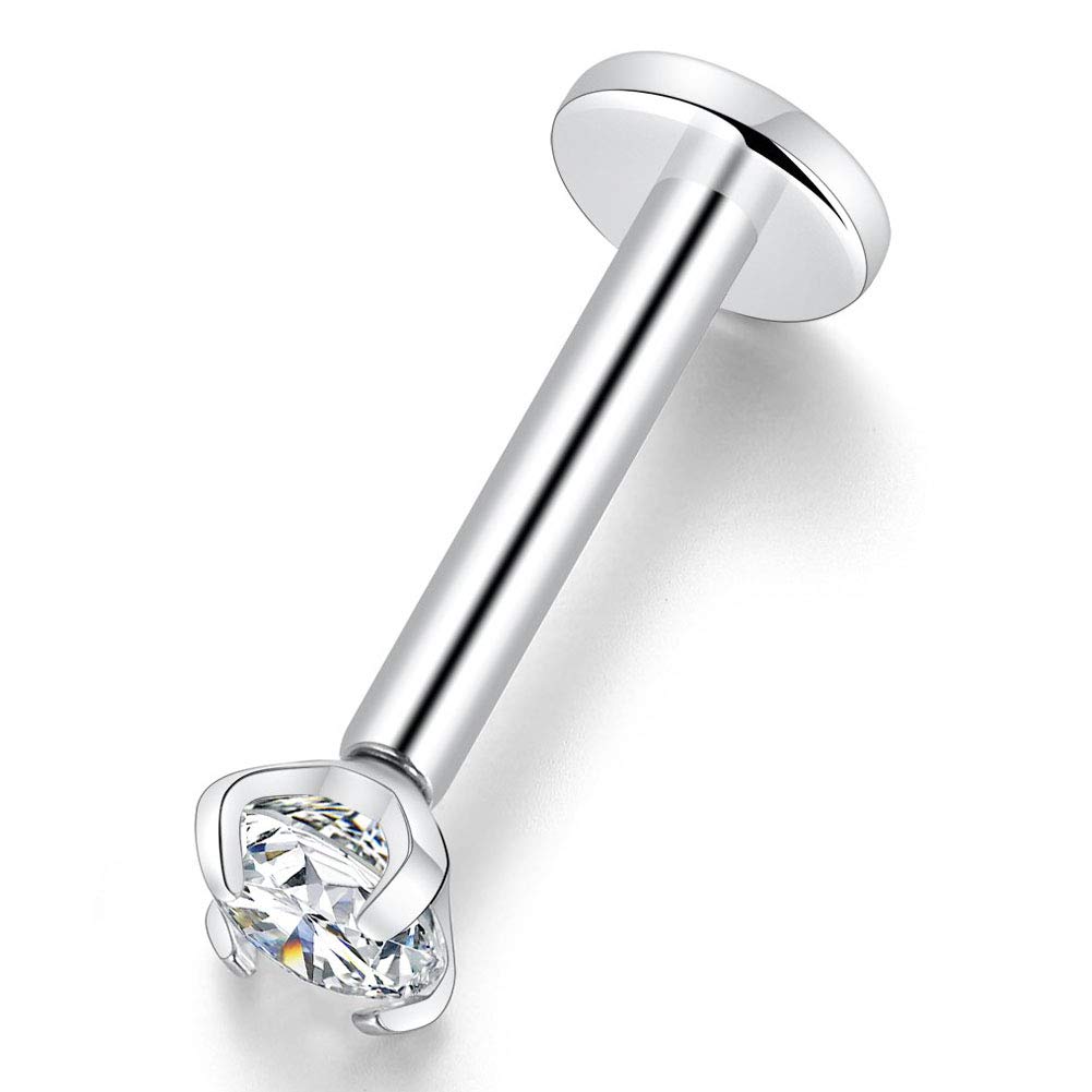 CIZME G23 Titanium Lip Bar Labret Stud 6mm 8mm 10mm Monroe Medusa Piercing Helix Tragus Earring Stud with CZ