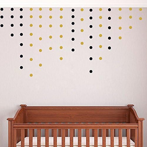 Wall Decals Wall Stickers Removable Home Decoration Easy to Peel Stick Painted Walls Metallic Vinyl Polka Wall Decor Sticker for Baby Kids Nursery Bedroom (Gold&Black Small Docts)