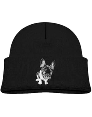 Kids Fashion Cute Bulldog Drawing Graphic Casual Flexible Winter Knit Hats/Ski Cap/Beanie/Skully Hat Cap