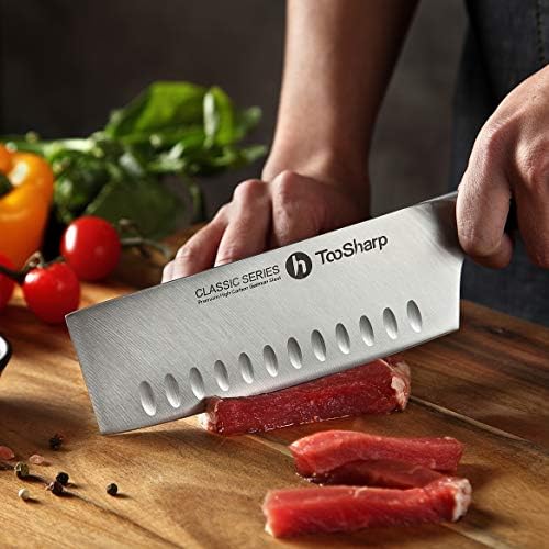 TooSharp Couteau de Chef Nakiri, 7 Pouces Couteaux de Cuisine Professionnels, Prime G-10 Garolite Poignée Allemagne Antiadhésif Haute teneur en Carbone Acier X50CrMoV15-7 (180mm) - Cuisine A Vivre TooSharp Couteau de Chef Nakiri, 7 Pouces Couteaux de Cuisine Professionnels, Prime G-10 Garolite Poignée Allemagne Antiadhésif Haute teneur en Carbone Acier X50CrMoV15-7 (180mm)