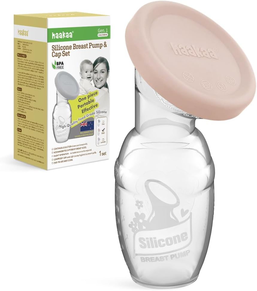haakaa Manual Breast Pump 4oz Blush Silicone Milk Collector