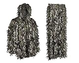 North Mountain Gear 3D Camo Hunting Ghillie Suit Lightweight Woodland Green Camouflage - Knee Length Leg Zippers for Easy On and Off - Twice The Leafs of A Standard Leafy Suit