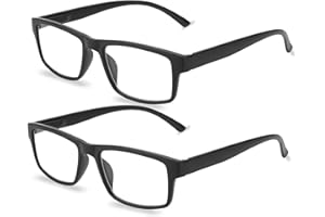 Kitchasy 2 Pack Reading Glasses, Classic Black Frames Blue Light Blocking Readers,Filter UV Ray/Glare Computer Reading Glasses, Lightweight Spring Hinges Eyeglasses for Women Men(2-pack Black,1.0)