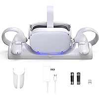 VR Charging Station for Oculus Quest 2/Meta Quest 2, Charging Dock Supports LED indicator/Simultaneously Magnetic Charging He