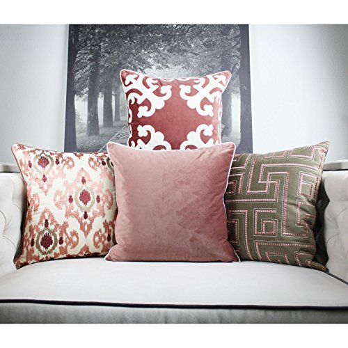 Homey Cozy Embroidery Blush Velvet Throw Pillow Cover Pink Series