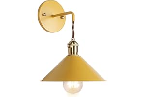 iYoee Wall Sconce Lamps Lighting Fixture with on Off Switch,Yellow Macaron Wall lamp E26 Edison Copper lamp Holder with Frosted Paint Body Bedside lamp Bathroom Vanity Lights