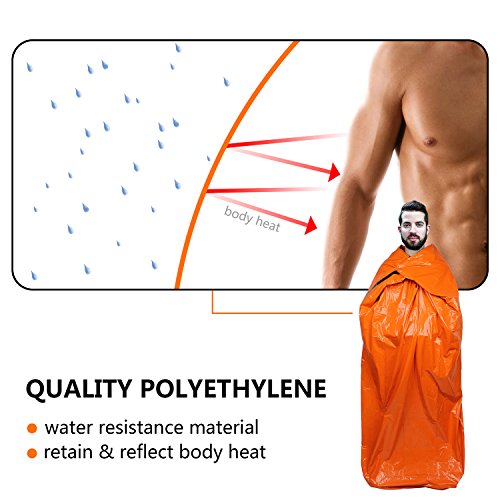 Emergency Survival Sleeping Bag Bivy Sack 2 Pack Waterproof Mylar Thermal Blanket up to 90% Heat Retention, Survival Gear for Outdoors Camping Backpacking First Aid - 84" x 36"