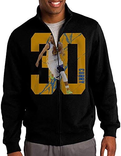 Zepu Men's Sweatshirt Stephen #30 Curry Full-zip Hoodie Jacket L Black