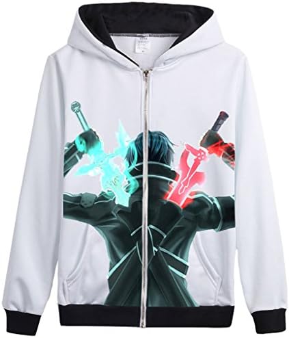 Men's Womens Sword Art Online Kirito Cosplay Costume Hoodie Hoody Juniors