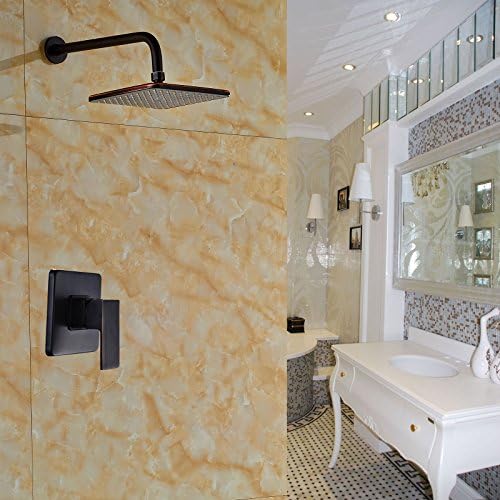 Oulantron Square 8" Rainfall Shower Head with Single Handle Mixer Control Oil Rubbed Bronze