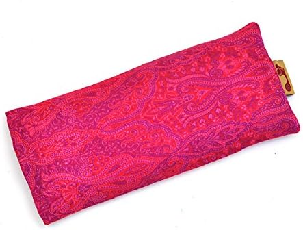 Barefoot Yoga Silk Eye Pillows - Indian Sari Designs with Flax Seed &amp; Lavender (Priya Pink)