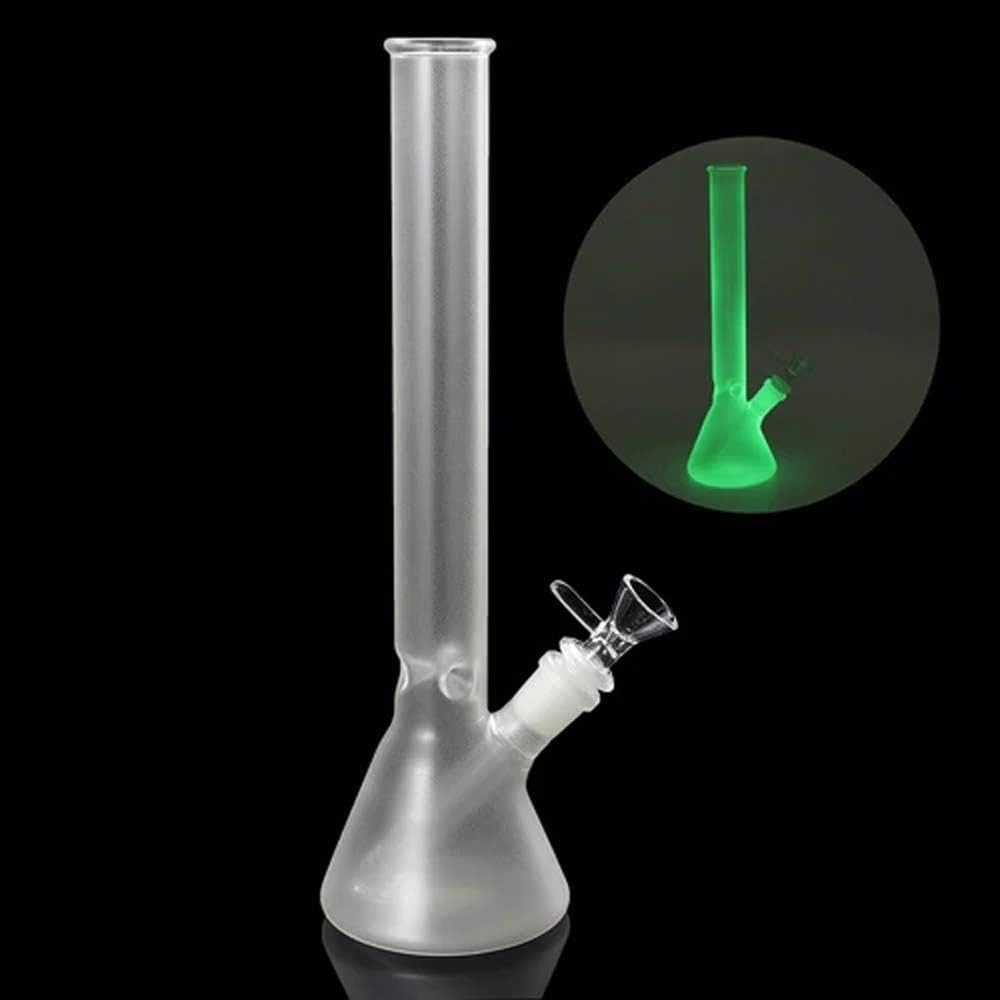 12 Inch Glass Vase -Big Water Chamber, Perfect Water Bottle Design Glow in The Dark(White)