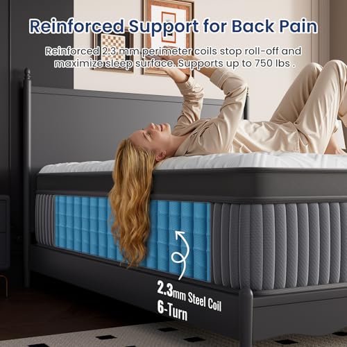 BedStory 14 Inch Queen Mattress - Medium Firm Hybrid Queen Size Bed Mattress in a Box, Matelas Queen for Extra Support & Pressure Relief, CertiPUR-US Certified, 365-Night Trial