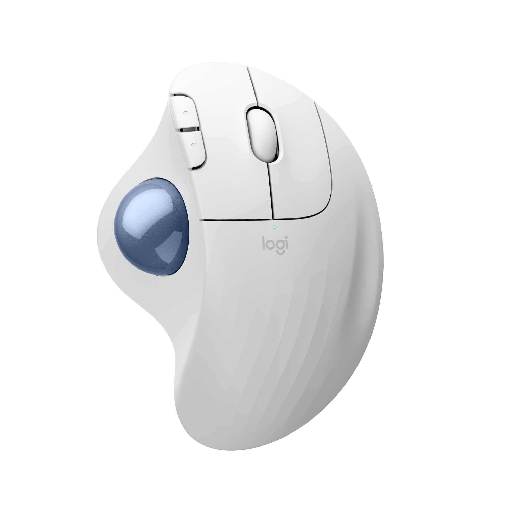 Photo 1 of Logitech Ergo M575S Wireless Trackball Mouse, Wireless Ergonomic Mouse with Bluetooth and Encrypted Dongle, Comfortable Thumb Control, Precise and Smooth Tracking, for PC/Mac - Off-White Blue Ball