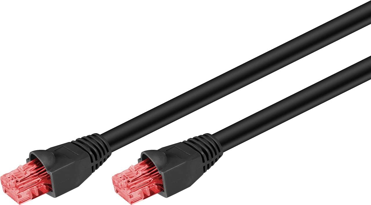 Goobay 55438 Outdoor Patch Cable CAT 6 Cable / 2-fold PE Sheath Waterproof / RJ45 Plug Ethernet Cable Copper/Outdoor Network Cable 60m / Black/LAN Cable 60m