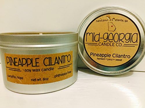8oz. Pineapple Cilantro Soy Wax Candle/Clean Burning/Highly Scented/Travel Tin