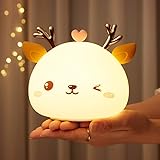 Cute Deer Night Lights for Kids Room, Portable Kids Night Lights for Bedroom, Squishy Toddler Baby Night Light for Christmas 