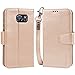 Arae Case Compatible for Galaxy S6 - [Wrist Strap] Flip Folio [Kickstand Feature] PU Leather Wallet case with ID&Credit Card Pockets (Champagne Gold)