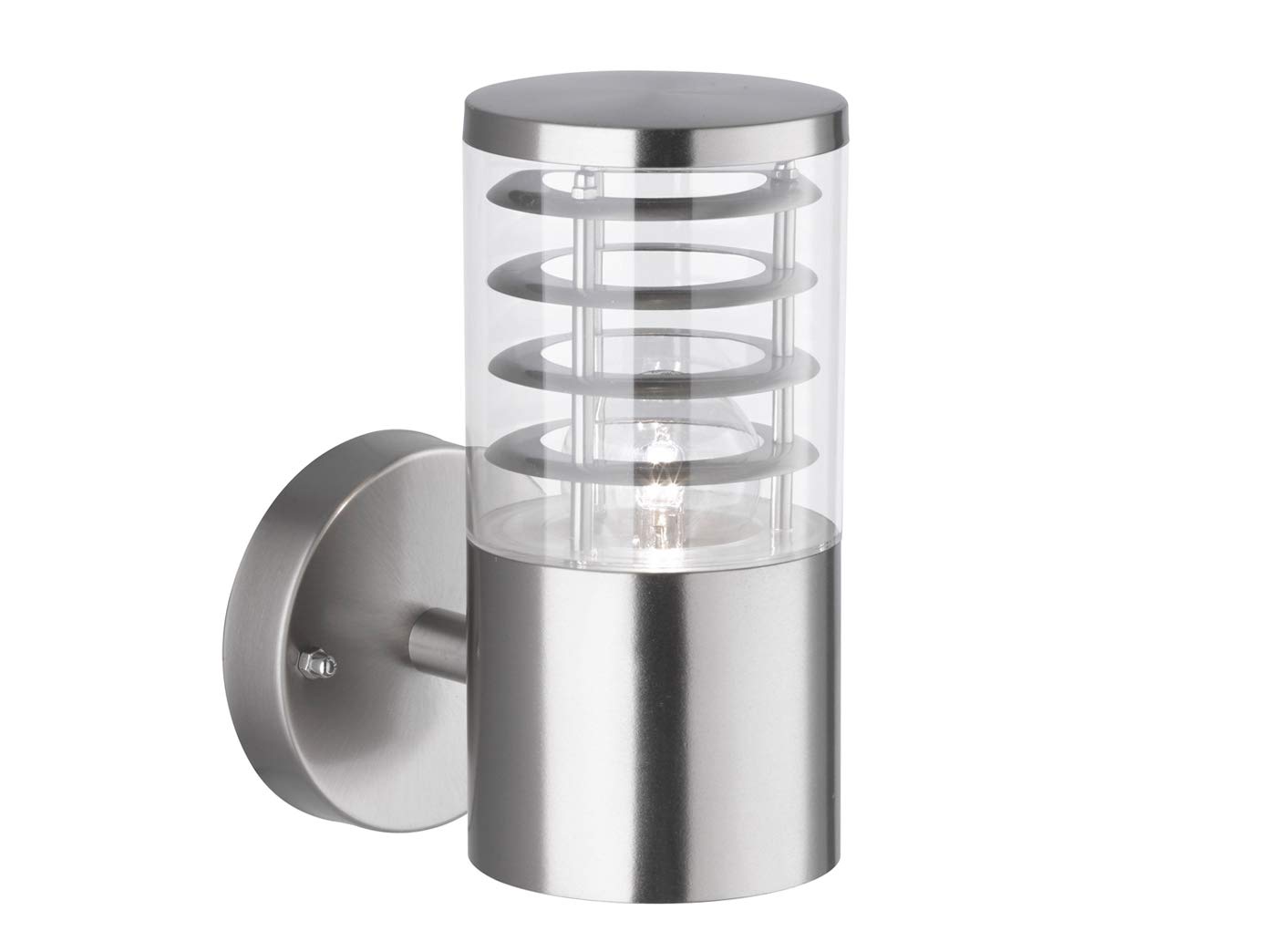 WOFI 4027.01.97.7000 A++ to B Outdoor Wall Light, Steel, 13 W, E27, Brushed Stainless Steel, Raw 16.5 x 11 x 23.5 cm