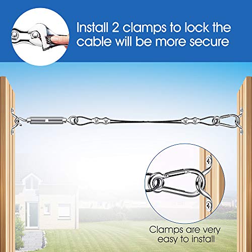 Upgrade Stainless Steel Globe Lights Hanging Kit,String Light Suspension Kit,Outdoor Light Guide Wire,Include 164 FT Wire Rope Cable,Turnbuckle and Hooks