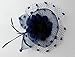 Coolwife Womens Fascinator Veil Flower Cocktail Tea Party Headwear (Dark Navy Blue)