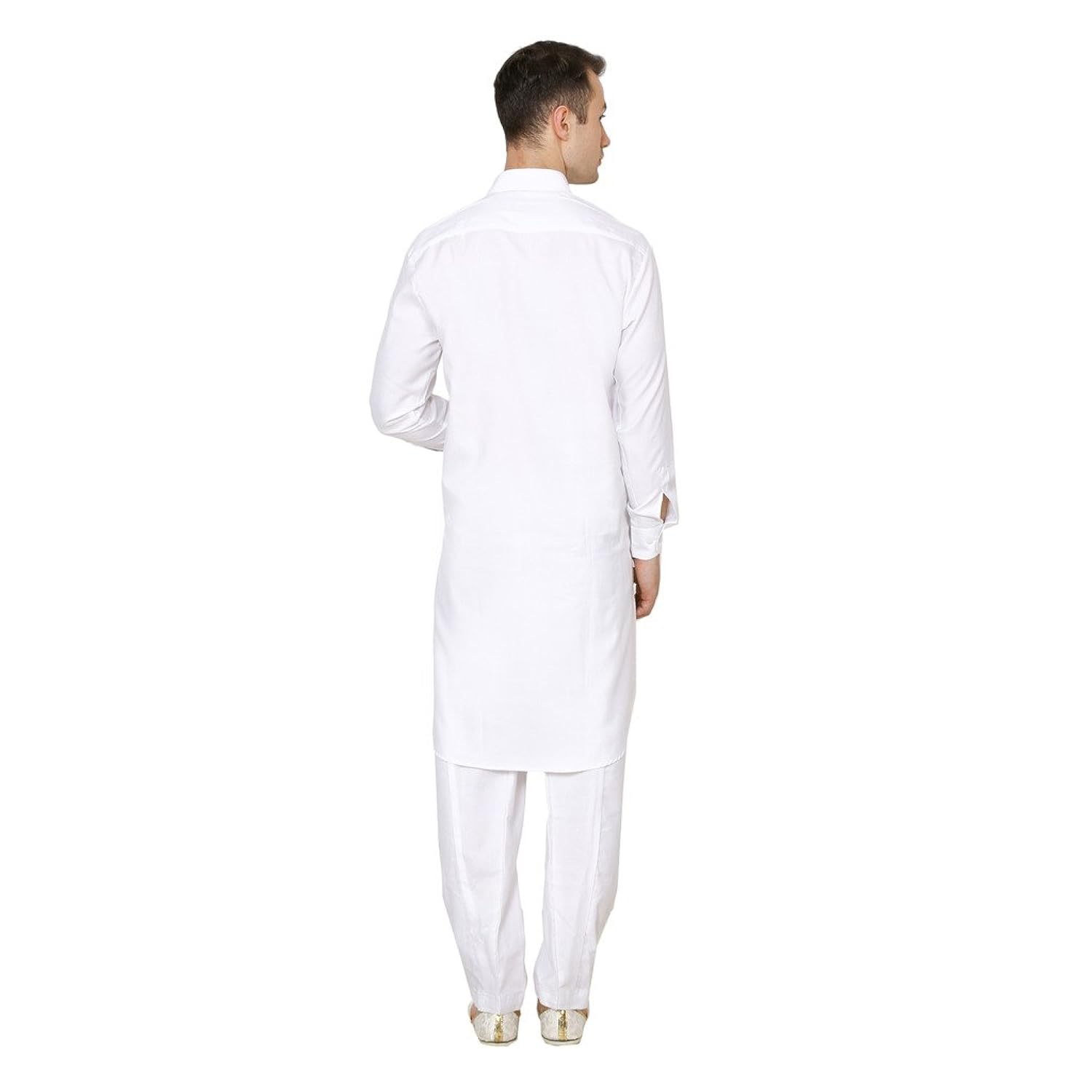 royal men's white tericott standard pathani suit salwar set