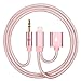 UNOOE 43RFVCVGH iPhone 7 Car Aux Cord, Lightning to 3.5mm Aux Audio Cable 3ft Male to Male Auxiliary Cable with Extender Charger Adapter Cord for Car, Home Stereo Hi-Fi Speaker, Rose Gold